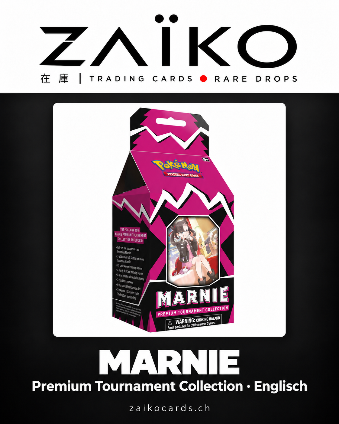Pokémon Marnie Premium Tournament Collection – Englisch 🇬🇧 – gestaltetes ZAÏKO Cards Produktmotiv
